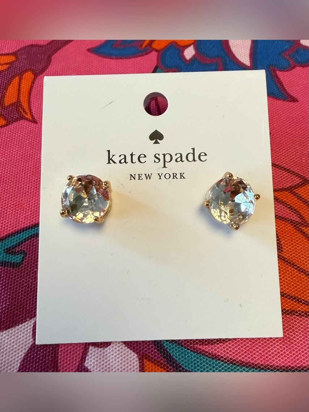 kate spade crystal stud earrings in clear and gold